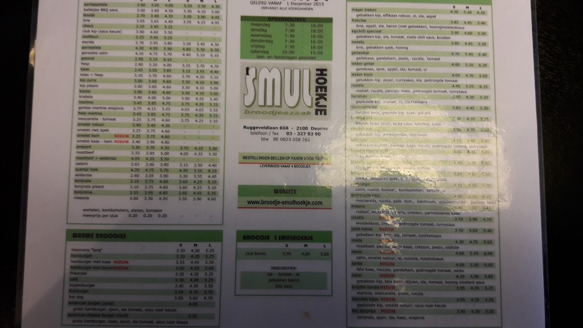 Menu Broodjeszaak 't Smulhoekje-1